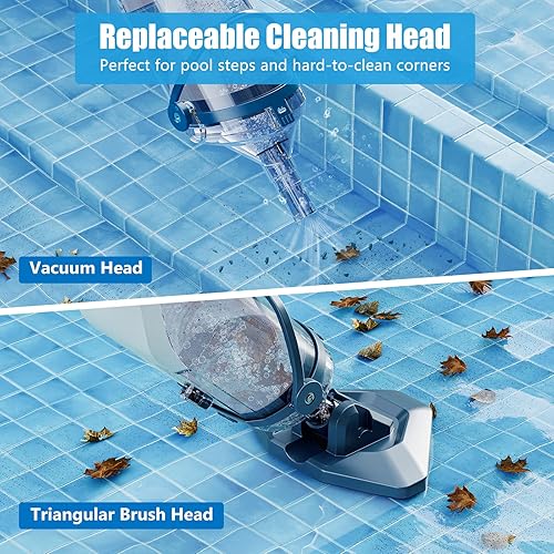 Miniatura 3 de Aspiradora de piscina para piscina sobre el suelo con un poste telescópico, tiempo de funcionamiento de hasta 1 hora, limpiador de piscina