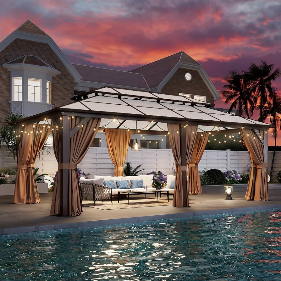 Marlboro サンシェルター Amazon.com : Aoxun 12'x20' Hardtop Gazebo, Aluminum Frame