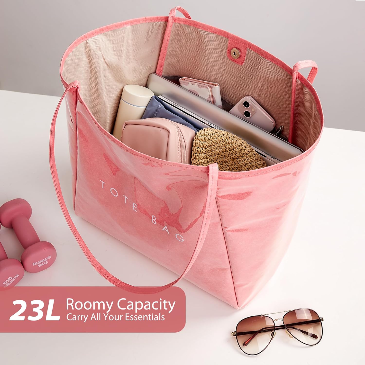 KALIDI PVC Tote Women Weekender Bag Large Shopper Handbag Oversize Shoulder Travel Purse - Image 5