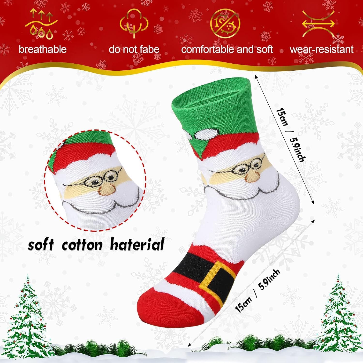 Handepo 20 Pairs Christmas Holiday Xmas Socks Holiday Crew Christmas Novelty Funny Colorful Socks for Women Men, 20 Styles
