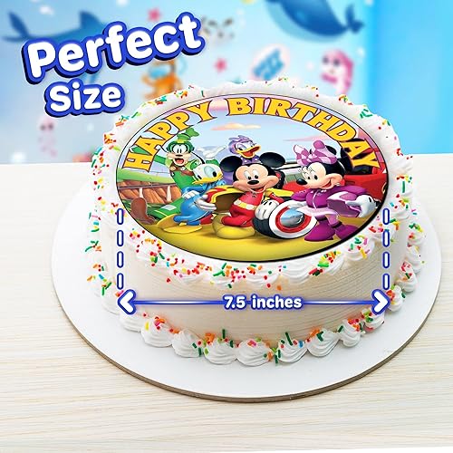 Miniatura 3 de Decoración para pastel de ratón de carreras de 7.5 pulgadas – Decoración redonda comestible para pastel de cumpleaños, pastel de cumpleaños