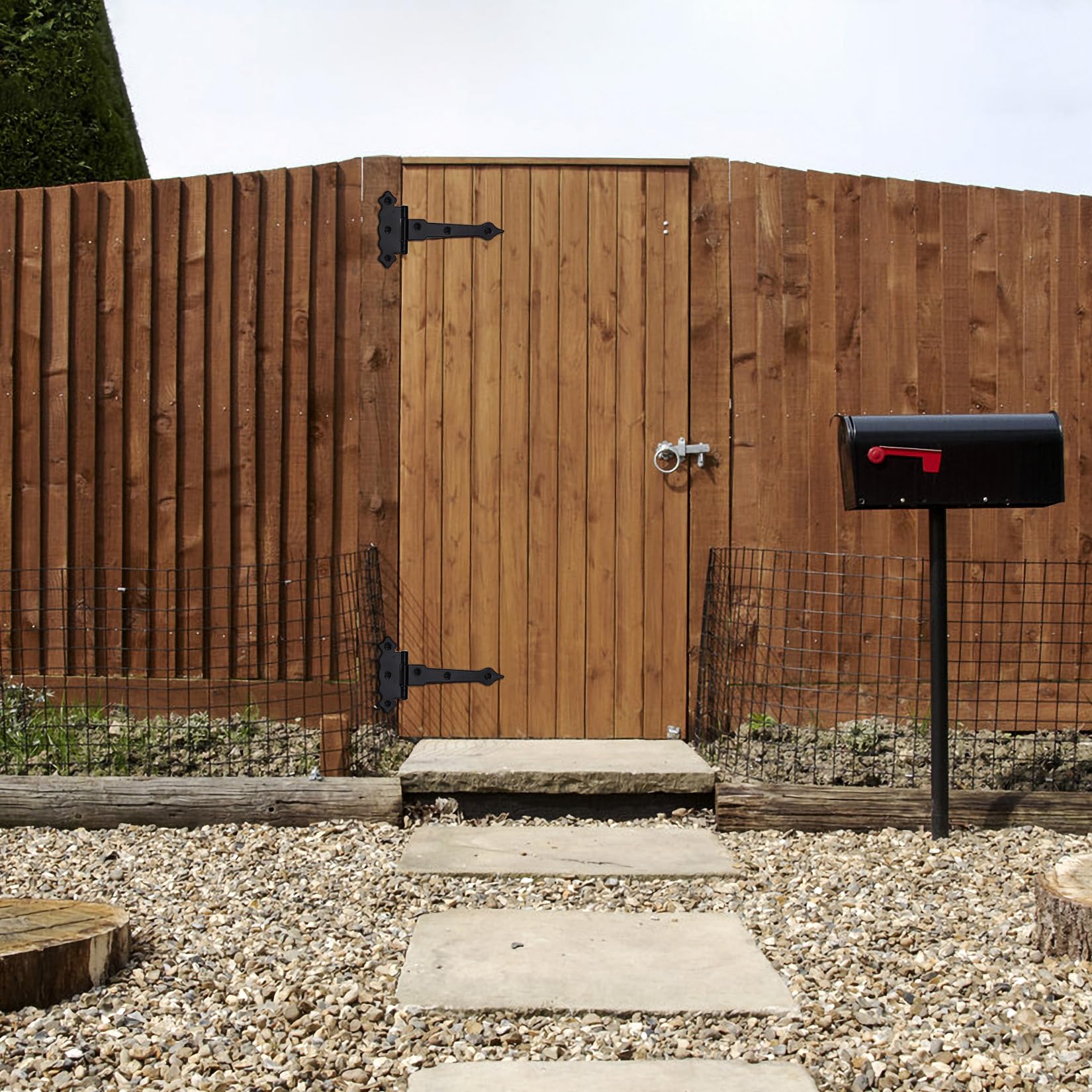 8 Cerniere A T Per Legno - Cerniere Nero Per Porte, Cancelli E Finestre, 118mm, Con Viti Incluse - Foto 7