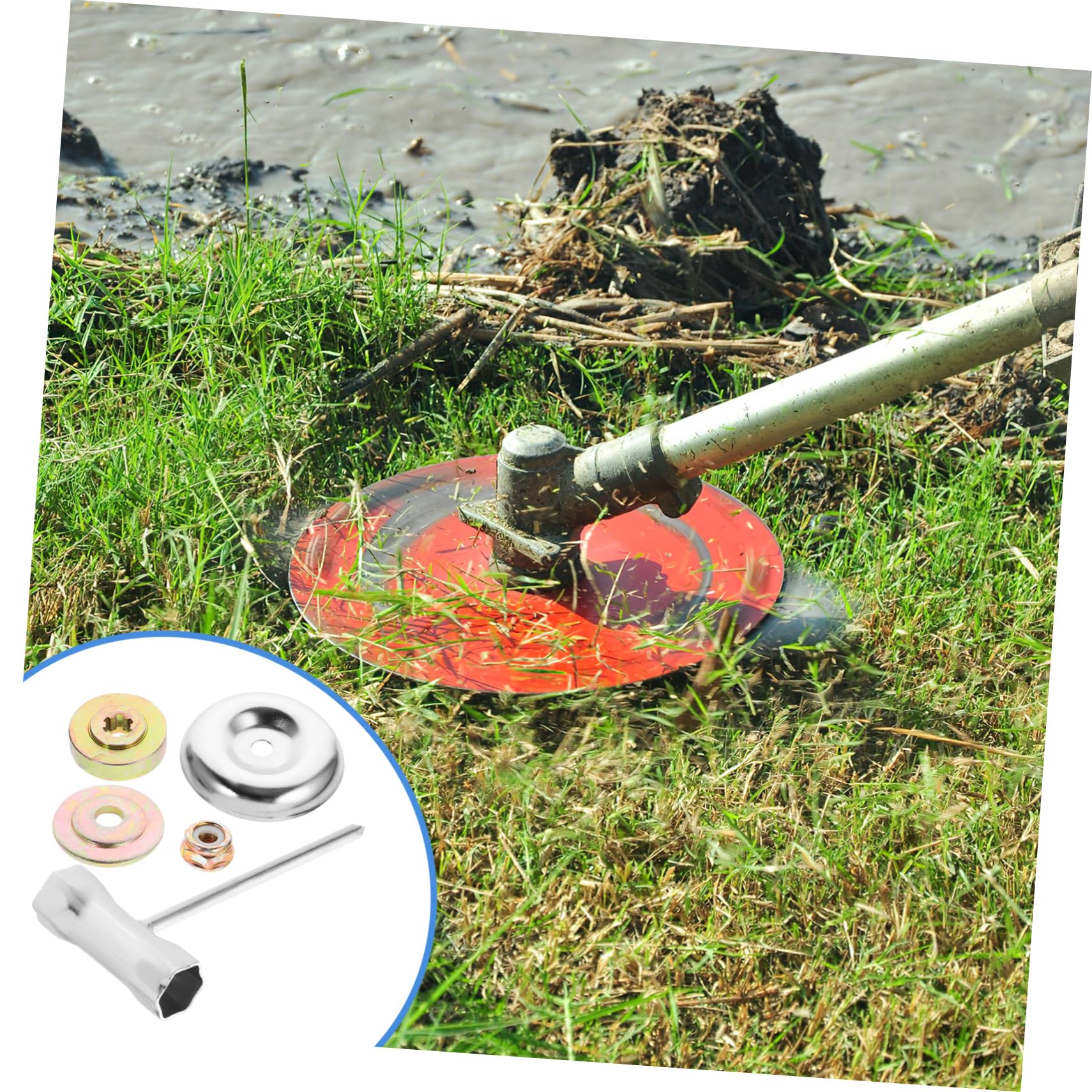 Mipcase 4sets Accessori per Tosaerba con Chiave di Ricambio e Disco Metallico per Decespugliatore per Giardinaggio e Manutenzione del Prato