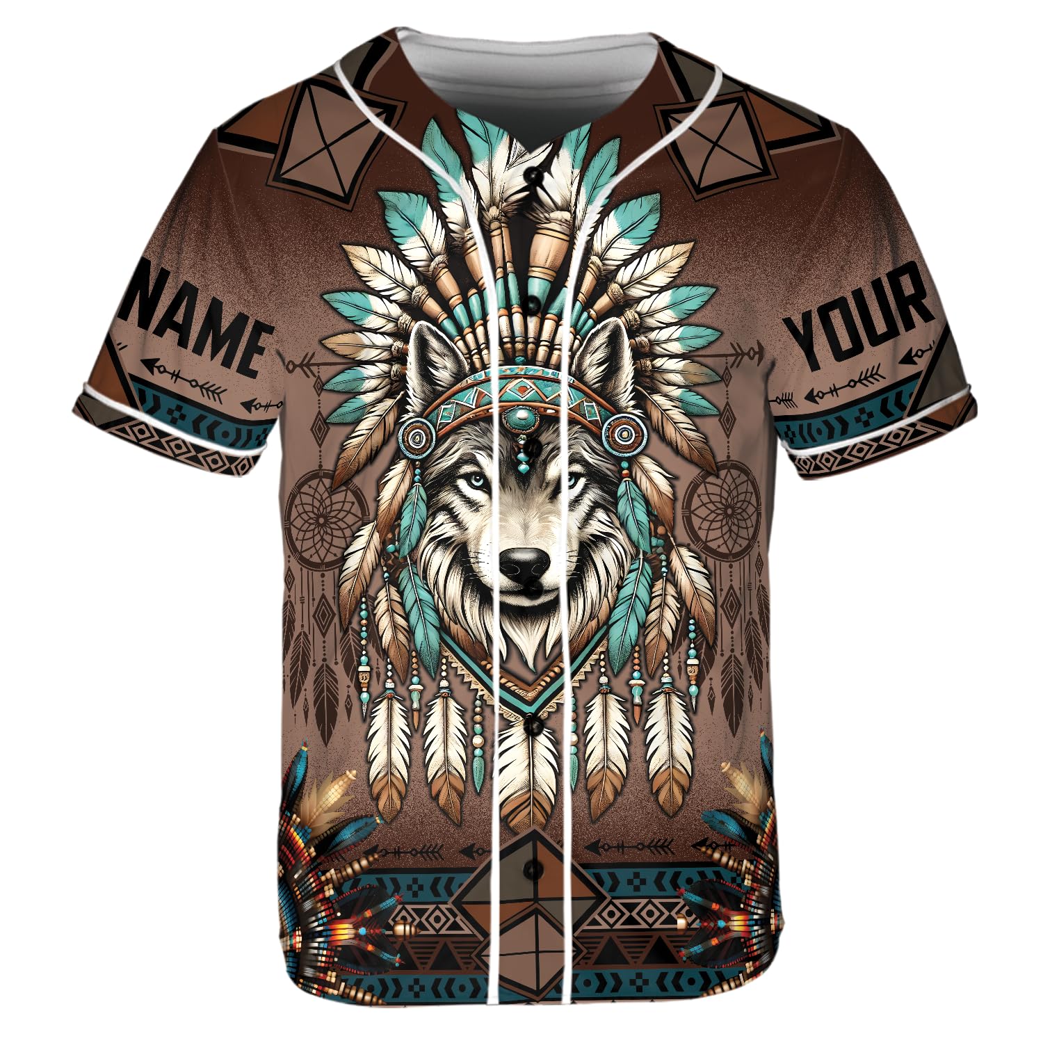 Camelliaa Shop Personalized Name Wolf Native Baseball Jersey Unisex XS-5XL, Wolf Native Baseball Jersey Design for Lovers