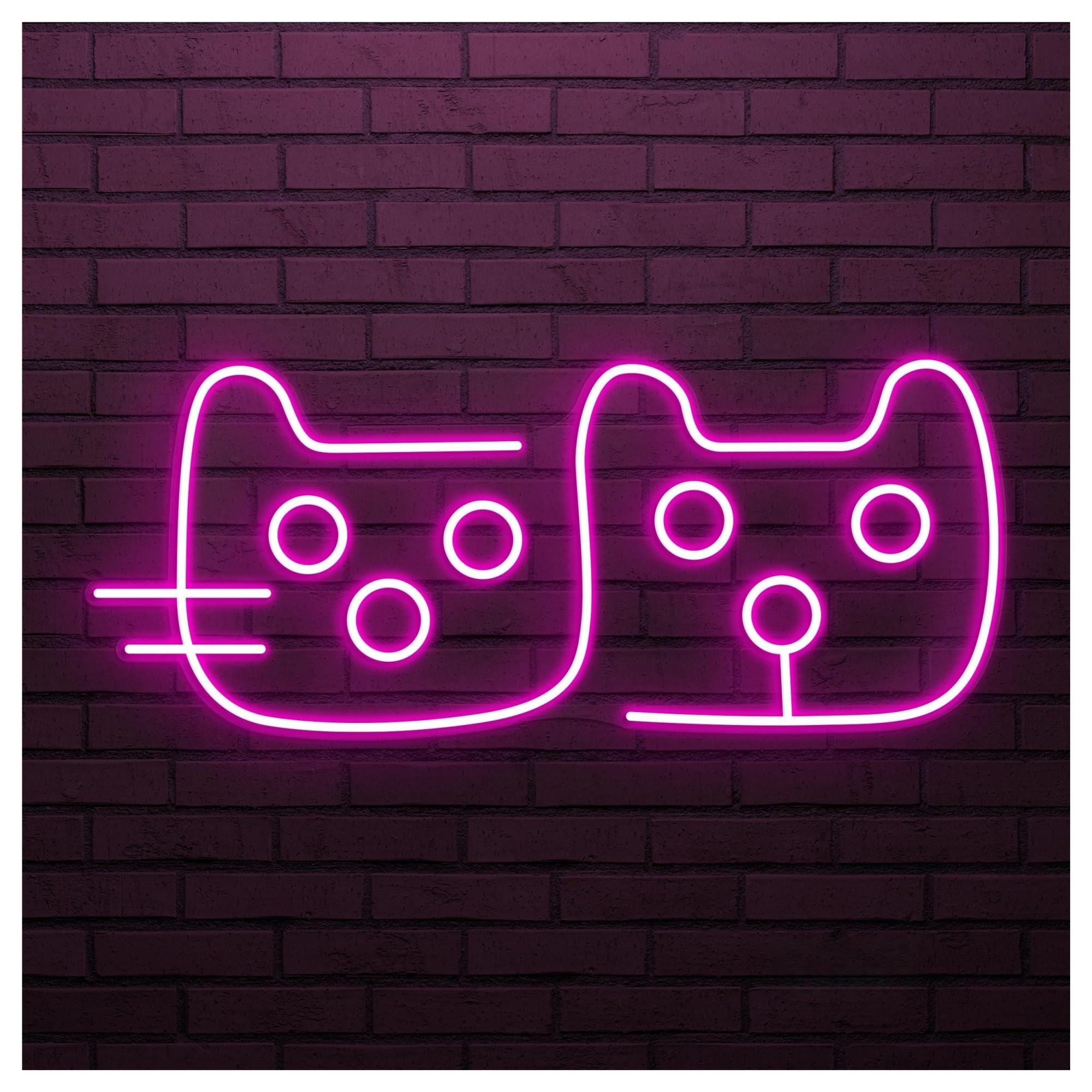 RONGCH Hanging Art Signs Double Cat Neon Sign, Suitable for Cafe Animal Shop Decor with Brightness Adjustable 45cm(Pink)