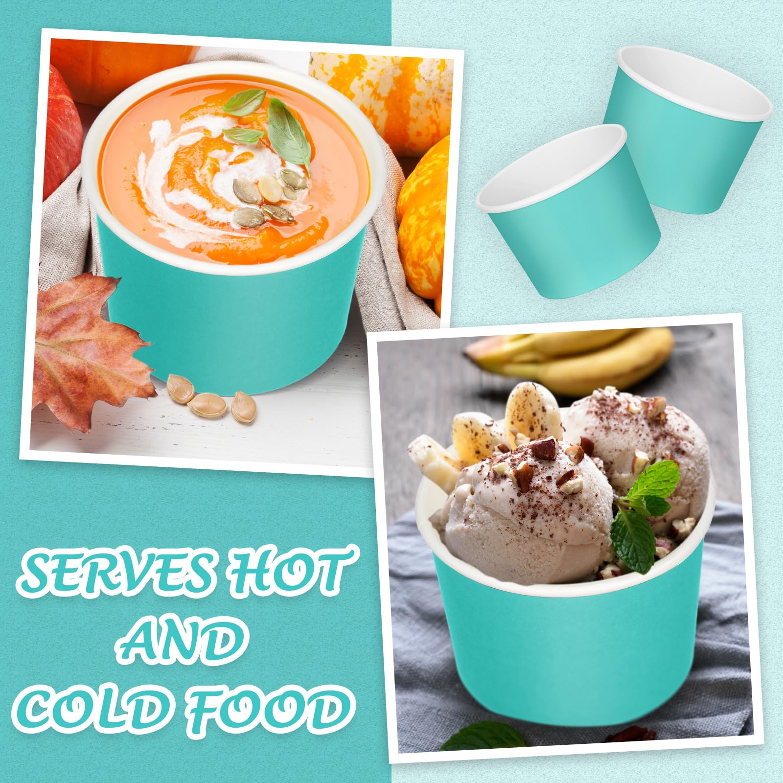 Nuenen 8 once Ice Cream Tazze di Carta Bulk Monouso Dessert Tazze Tazze di Carta Tinta Unita Ciotole da Dessert per Snack Sundae Bomboniere Estate Gelato Bar Forniture