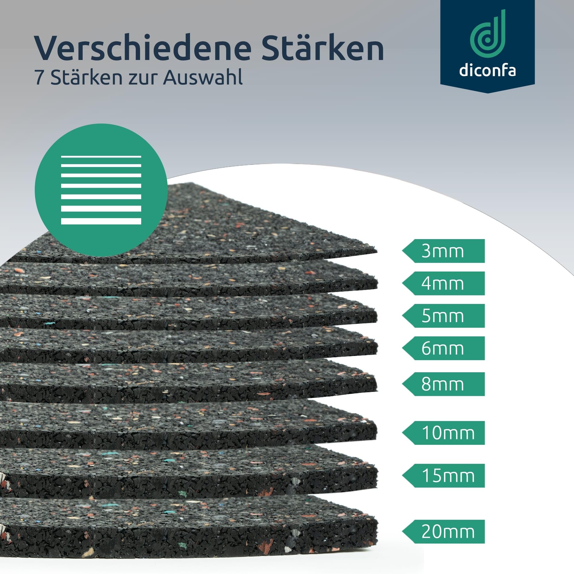 diconfa Bautenschutzmatte BREITE 1,35m 135cm 1350mm - WÄHLEN - Dicke: 3mm bis 20mm - LÄNGE: 0,05 bis 10m - Auswahl: 2,3m 230cm lang, 6mm stark - Gummimatte Meterware Gummigranulat Gummiregenerat