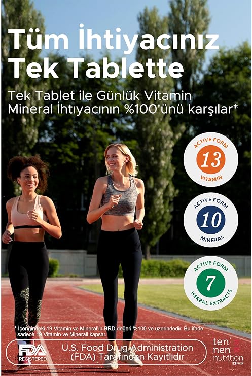 Tennen Nutrition Multivitamin Energy - Panax, Ginseng Koenzim Q10 Multivitamin ve Mineraller, 30 Tablet