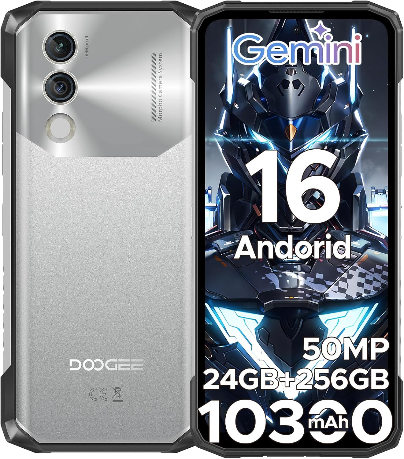 DOOGEE Blade10 Power (2026) Rugged Smartphone Unlocked,24GB+256GB/2TB, Android 16 with 10300mAh Rugged Phone, 6.6''HD+90Hz, 50MP Camera, 3 Card Slots/Face Unlock/Fingerprint/NFC/Wi-Fi6E/IP69K | Androi