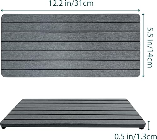 Miniatura 59 de 2 posavasos rectangulares de diatomita absorbentes de agua, diseño ranurado, piedra absorbente de agua utilizada para jabones de manos, plantas