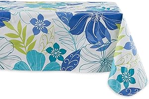 DII Floral Flannel Back Vinyl Tablecloth, Rectangle 60x84 tablecloths
