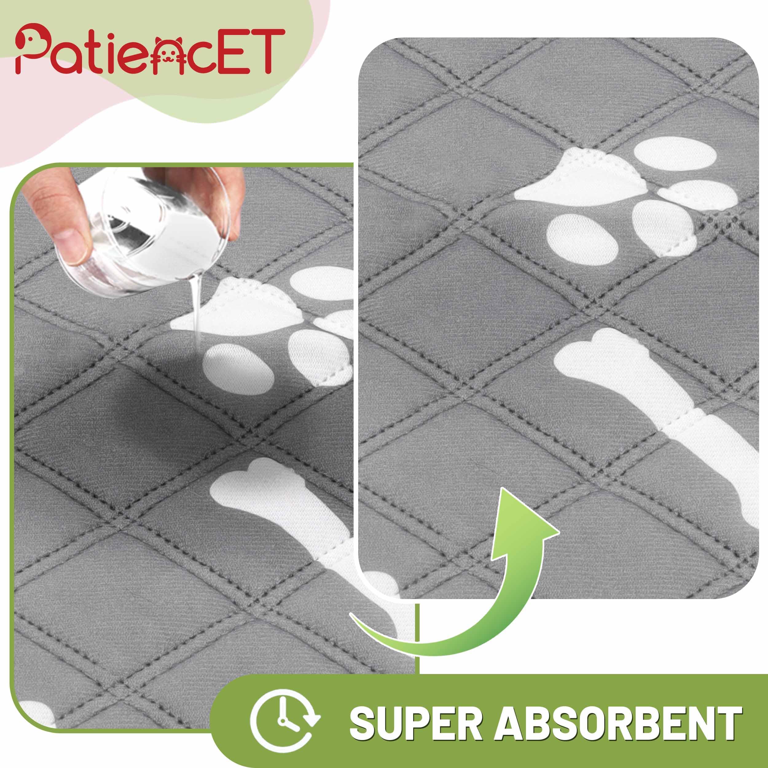 PatiencET Almohadillas lavables para orina para perros, 18 x 24 pulgadas, reutilizables, superabsorbentes, paquete de 4 almohadillas para orinal para cachorros con parte inferior impermeable para