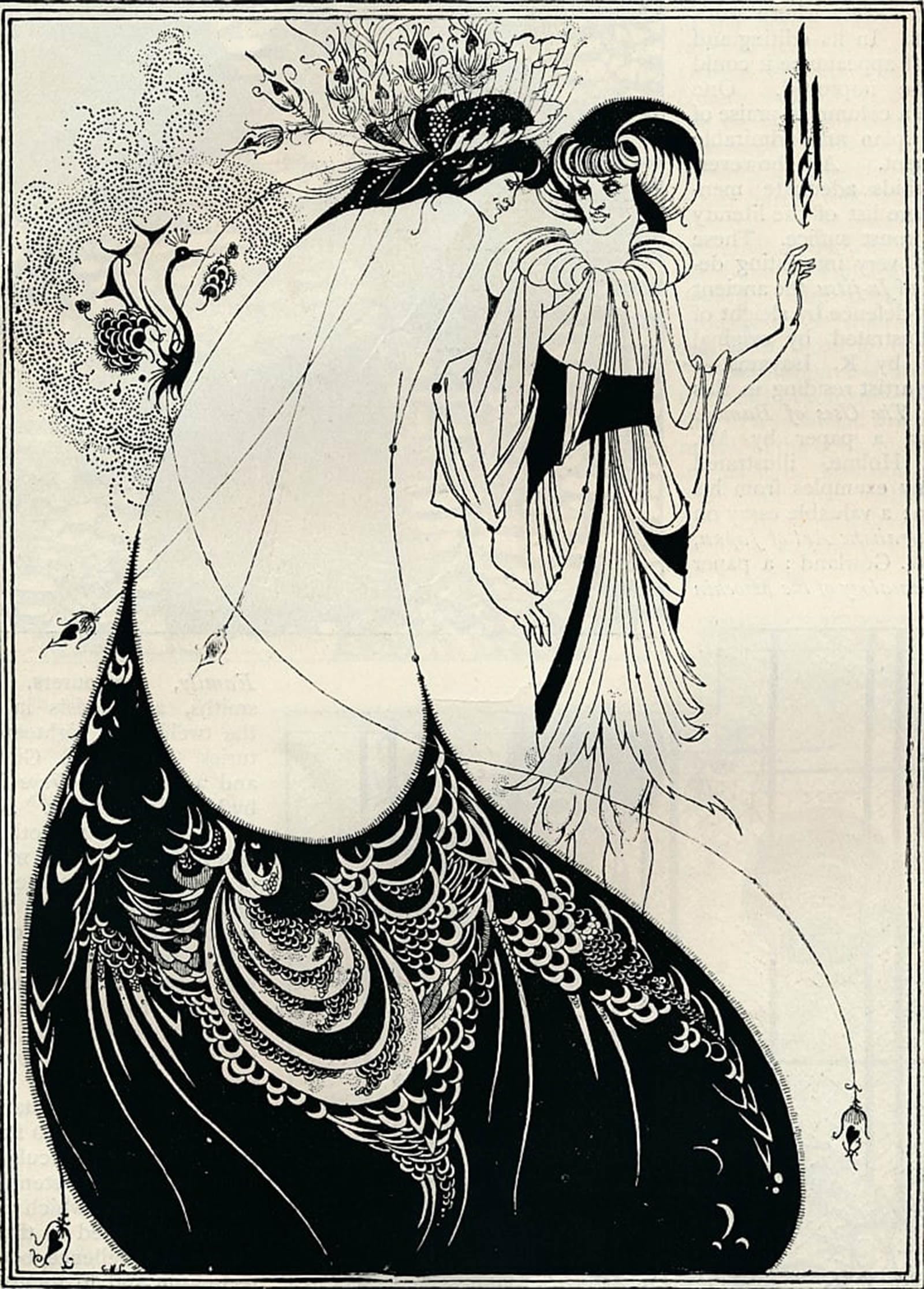 ARTXLXXBN Famous Prints Artwork Pictures Poster Painting Art the Peacock Girl by Aubrey Beardsley Artwork Landscape Pictures for Home Decor 60x90cm