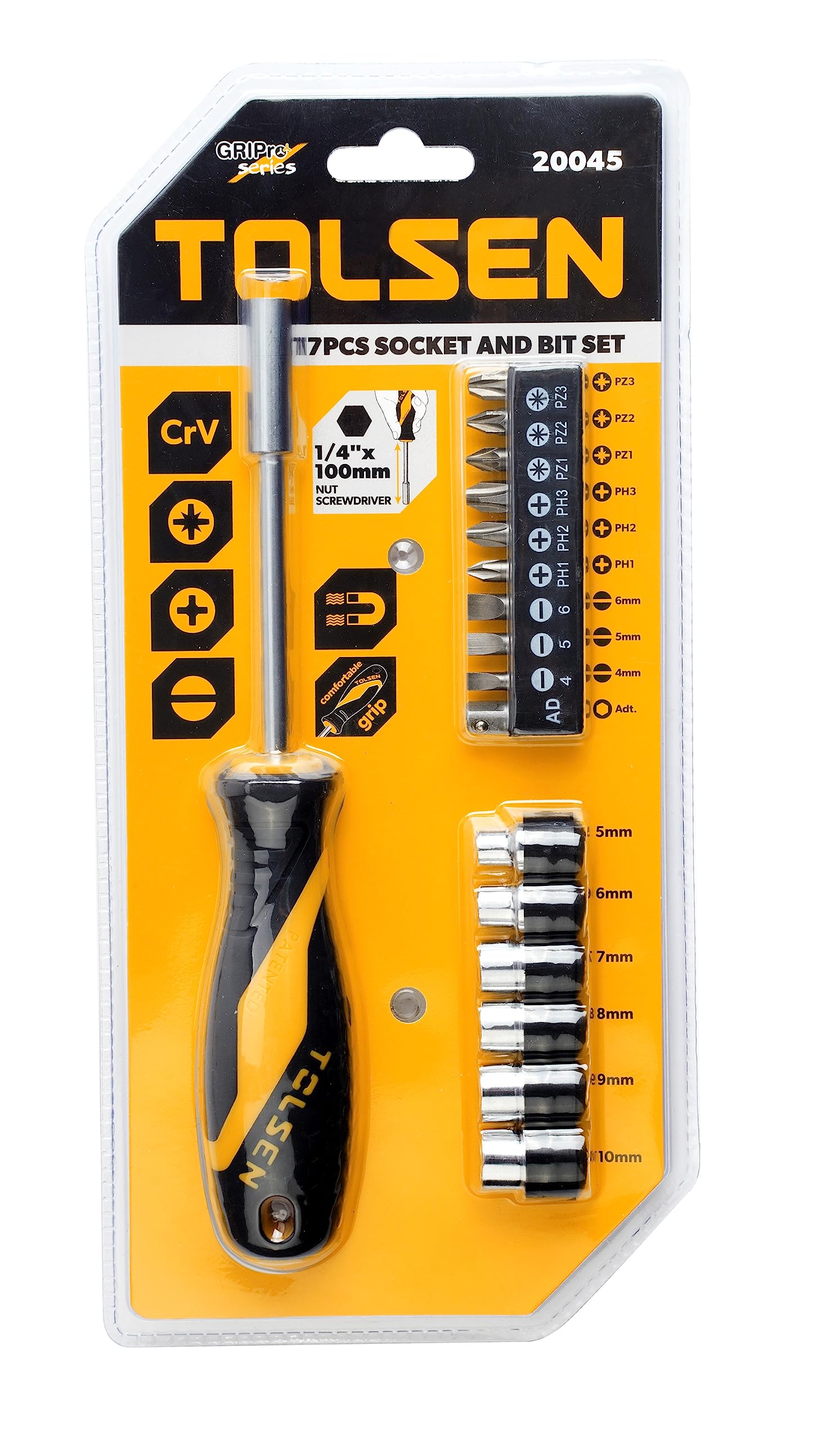 Tolsen - 17Pcs Socket And Bit Set,20045,