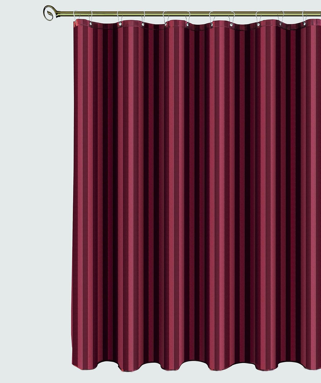 Biscaynebay Fabric Shower Curtain 72 x 72 Inches Burgundy Water Resistant Damask Stripe Bathroom Curtains Machine Washable