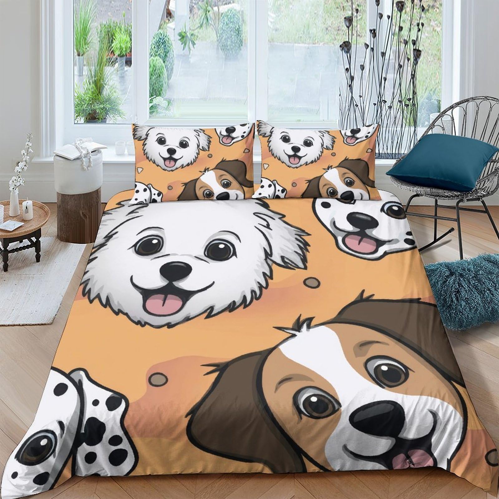 Ctjqhvkz Style-6 3D Printed Cartoon Dog Fitted Sheet Microfiber Soft Breathable Puppy Pattern Bed Cover For Bedroom Dorm Decor Single（135X200cm）