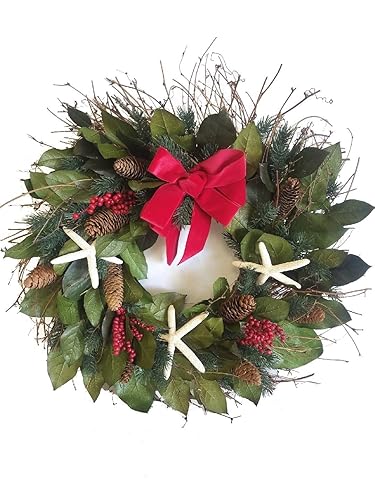 Holiday Starfish Preserved Coastal Wreath