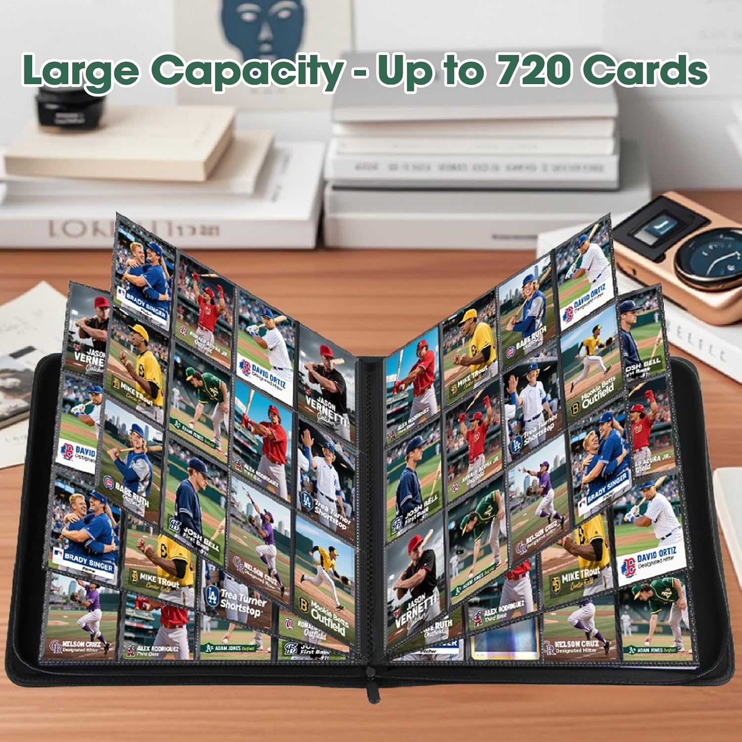 Trading Card Binder, 12 Pocket Card Collection Binder for 720 Cards, Premium Card Book Double Sided Pocket, Collector Album Card Holder Folder for TCG PM MTG OPCG YGO Sports Cards (Dark Green)