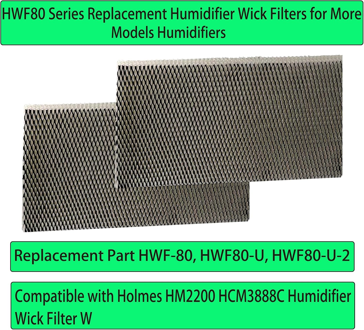 HWF80 Replacement Humidifier Wick Filter: Replace for Holmes HM2200 HCM3888 Humidifiers, Part # HWF-80 HWF80-U HWF80-U-2 Filter W -2 Pack Lengthen Size