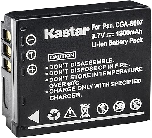 Kastar Reemplazo de batería para cámara digital Panasonic CGA-S007, CGA-S007A, CGR-S007, CGAS007 y Panasonic DMC-TZ1 DMC-TZ2 DMC-TZ3 DMC-TZ4 DMC-TZ5