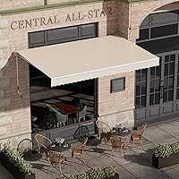 Vista 8 de Toldo de patio de 8.2 x 6.5 pies, toldo retráctil, cubierta parasol, refugio al aire libre, toldo con manivela y poliéster resistente al agua