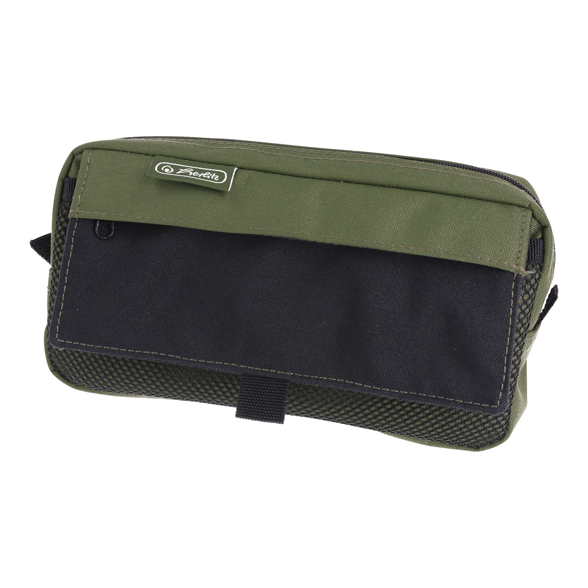 Herlitz 50039012 Pencil Case with 2 Outer Pockets, Olive/Black, Olive/Black, 21 x 11 x 5,5 cm