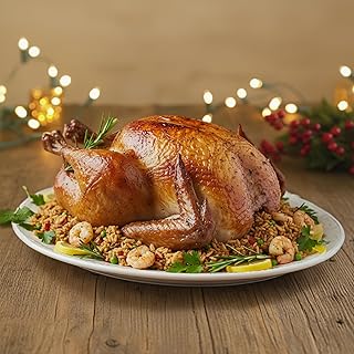 15lb Turducken w/Shrimp & Sausage Jambalaya Stuffing. Seasoned & Ready to Cook Thanksgiving Feast for 16-20. Turkey Stuffed w/Boneless Duck, Chicken & Dressing. Gourmet Turducken Meat Poultry Roast