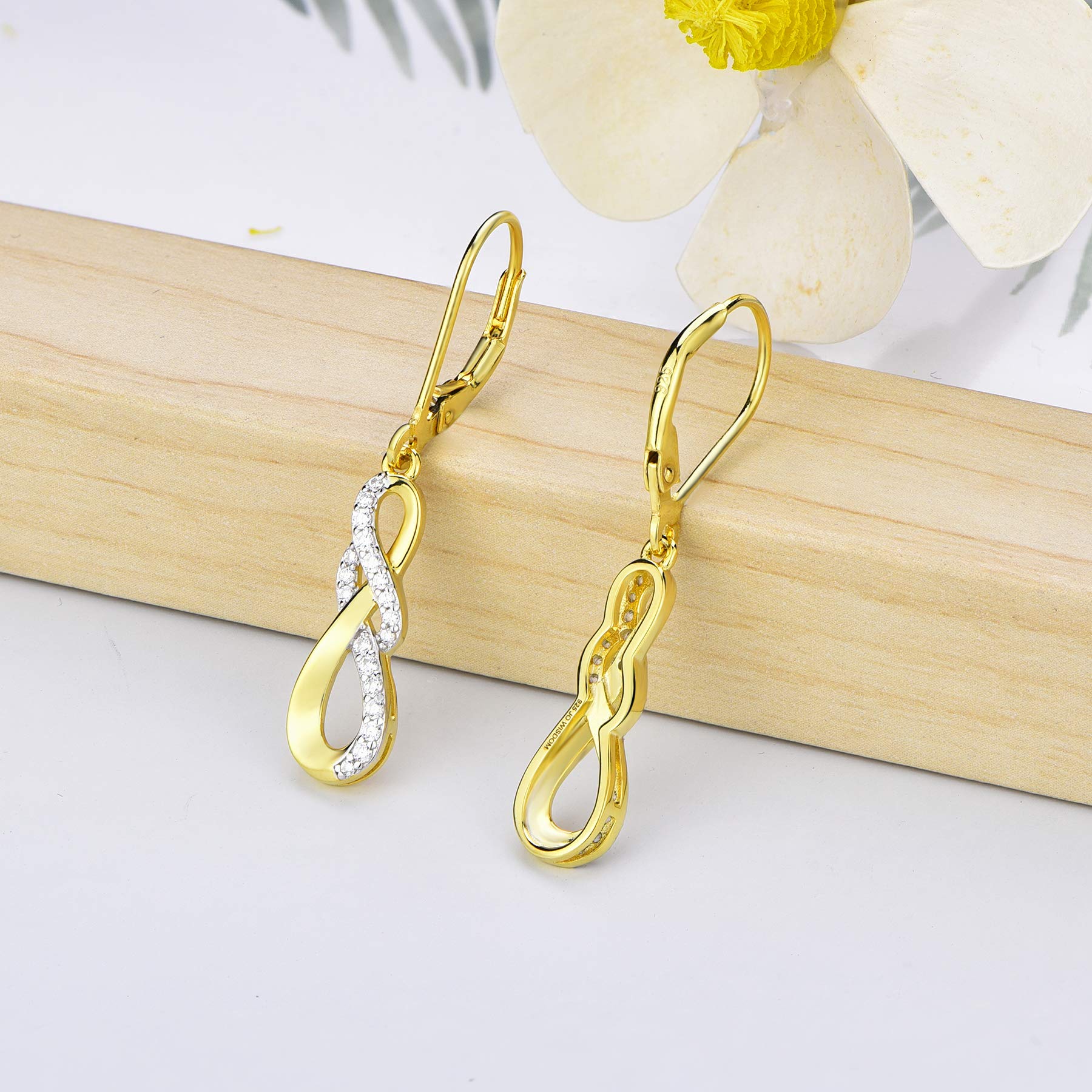 JO WISDOM Damen Ohrhänger Unendlichkeit Infinity silber 925,Ohrringe Hängende mit 3A Zirkonia Schmuck für Frauen Mädchen Mutter,Schmuck für Frauen