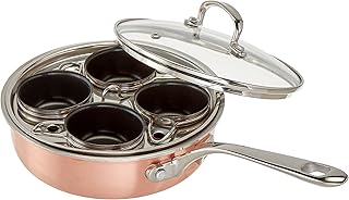 4 Cup Stainless Steel Tri-Ply Professional Egg Poacher W/Nonstick Egg Cups for Perfectly Poached Eggs Brunch and Breakfast