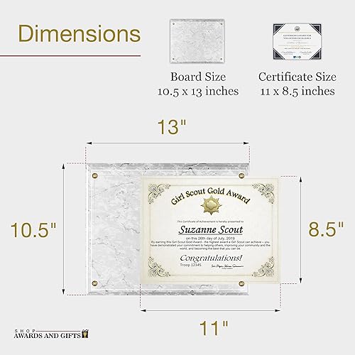 Miniatura 21 de SHOP AWARDS AND GIFTS Soporte para marco de certificado de 8.5 x 11 pulgadas, pantalla de placa de pared deslizante, tablero de 10.5 x 13 pulgadas