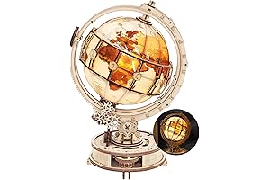 ROKR 3D Wooden Puzzle: Illuminated Globe with Stand, Lighting Up Your World of Puzzles