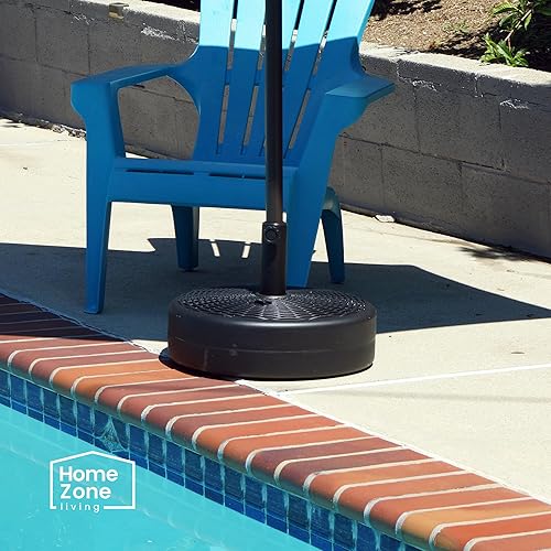 Miniatura 8 de Home Zone Living Soporte redondo de 40 libras para sombrilla de patio, 18 pulgadas, soporte para postes, agua, arena, se adapta a postes de hasta