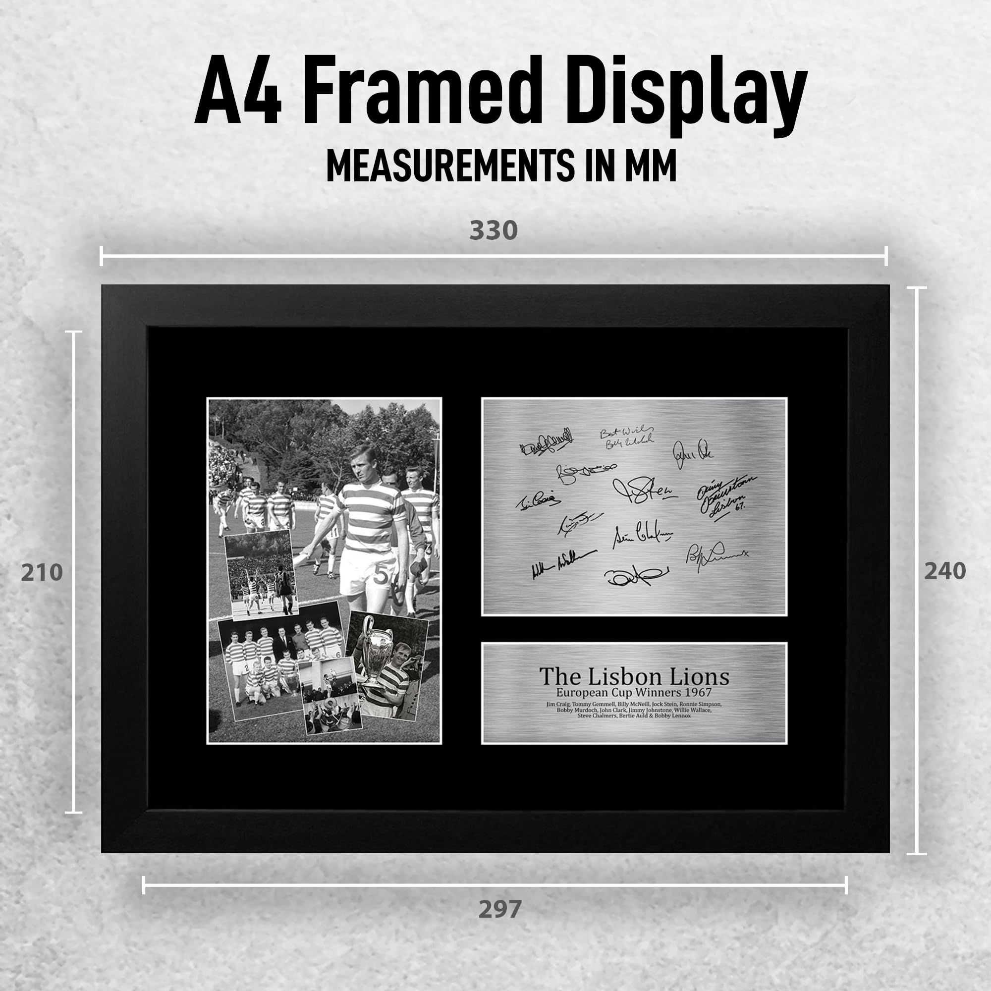 HWC Trading FR A4 The Lisbon Lions Celtic 1967 European Cup Winners Printed Memorabilia Signed Autograph Photograph Display for Football Fans and Supporters - A4 Framed - Image 2