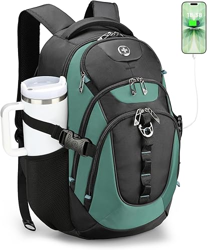 Miniatura 19 de swissdigital Mochila para portátil de viaje de negocios, para hombre y mujer, con puerto de carga USB inteligente, compatible con portátiles de 15.6