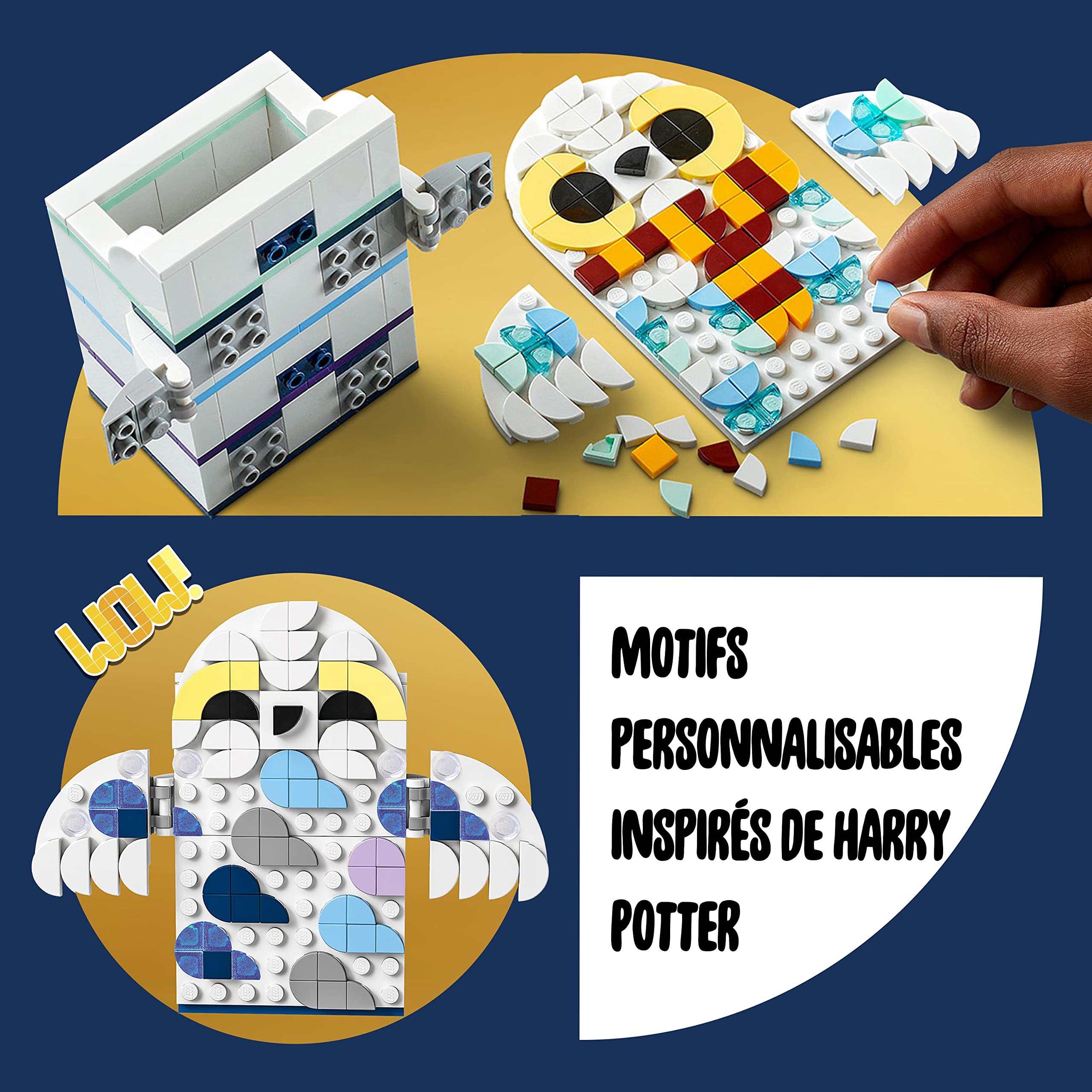 LEGO 41809 Dots Porte-Crayons Hedwige, Accessoires de Bureau Harry Potter Hibou, Pot à Crayon et Porte-Note, Jouets pour Enfants, Fournitures de Rentrée Scolaire