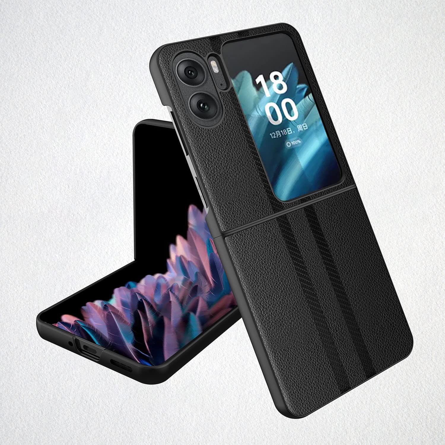 LXHGrwoH Cover per OPPO Find N2 Flip Nero, Custodia Antiurto Silicone Bumper Protezione, Custodie Anti-graffio Rugged PC Traslucida Back Case Protettiva con [360°] Rotante Magnetica Supporto