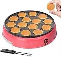 Vista 7 de Baker's Friend Mini máquina para hacer panqueques, mini plancha holandesa para panqueques, sartén eléctrica Poffertjes de 14 cavidades, ideal