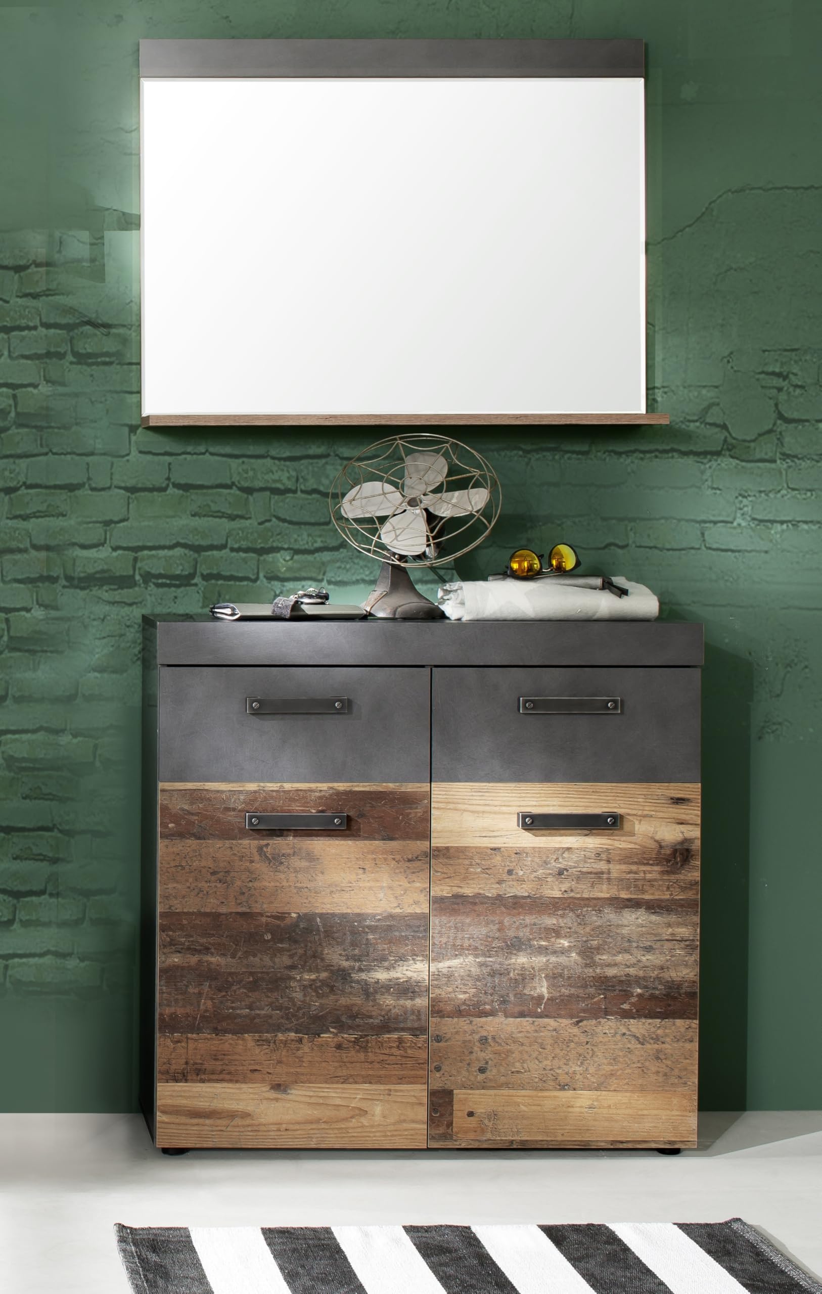 trendteam smart living - Juego de 2 percheros (90 x 192 x 34 cm, frontal Old Wood, cuerpo y suspensión), color gris