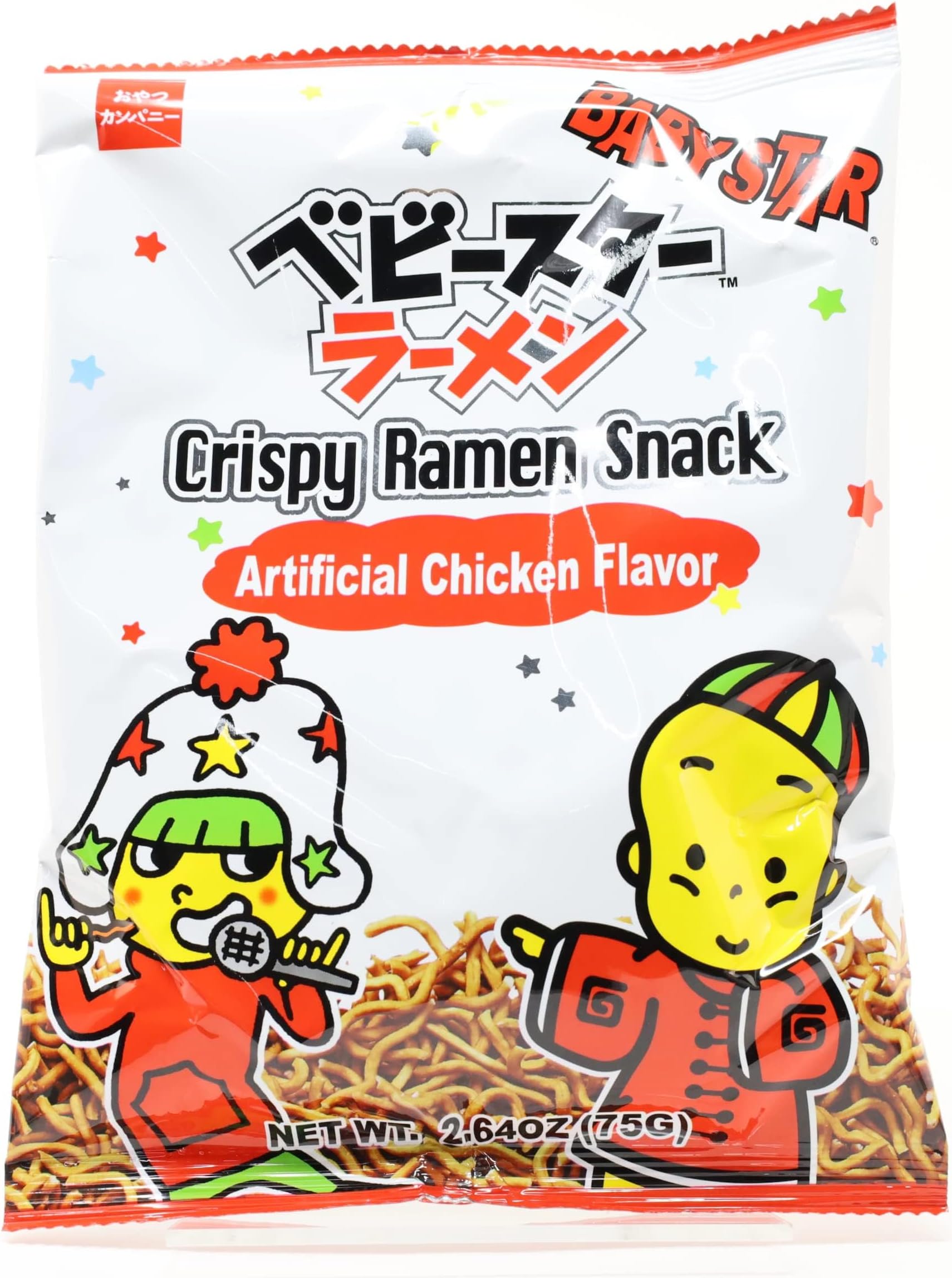 Baby Star Crispy Ramen Snack Pack of 5 (Chicken Flavor 2.64oz)
