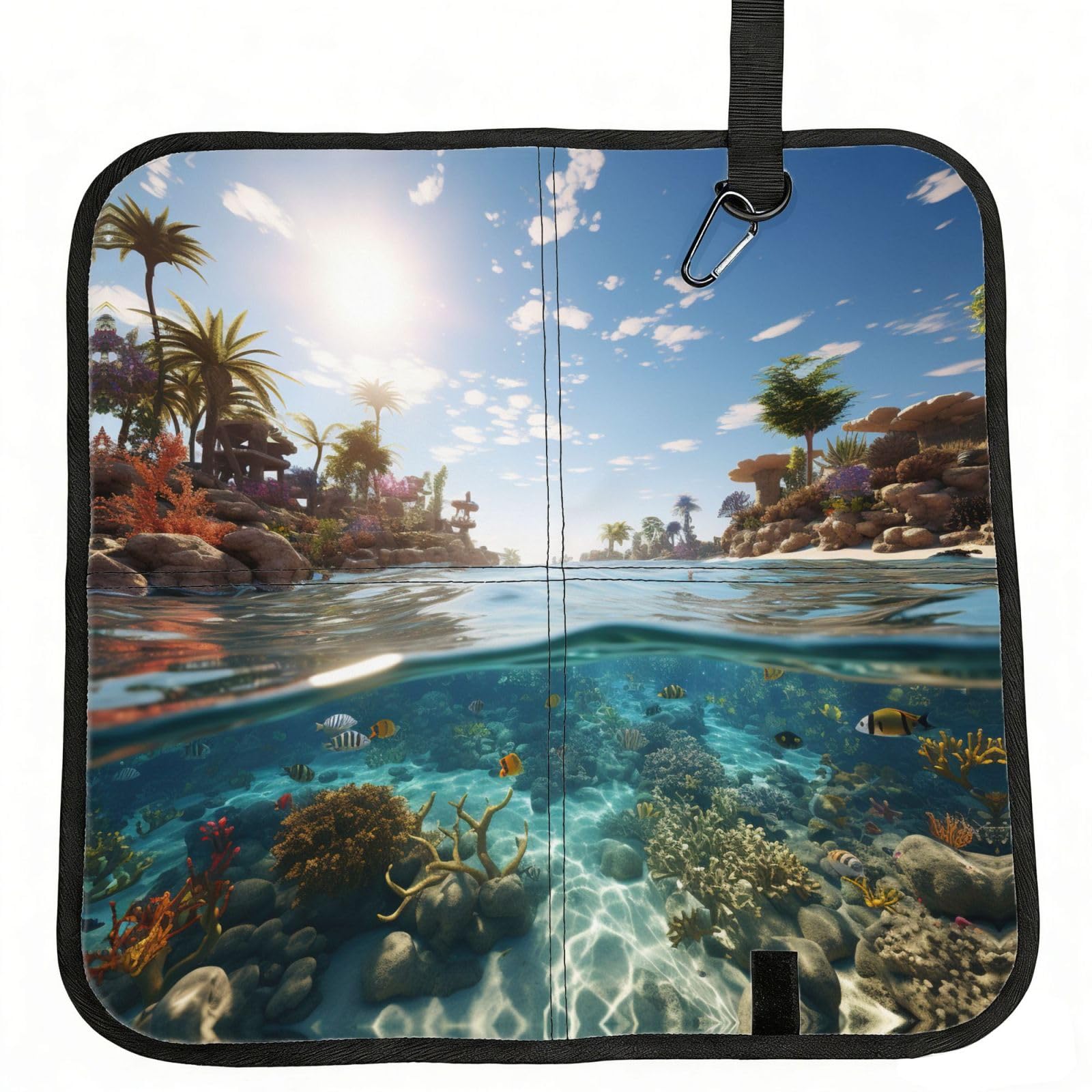 YGLHBDPBF Ocean Tropical Plants Print Camping seat cushion,Foldable Sitting Pads,Save Backpack Space for Hiking