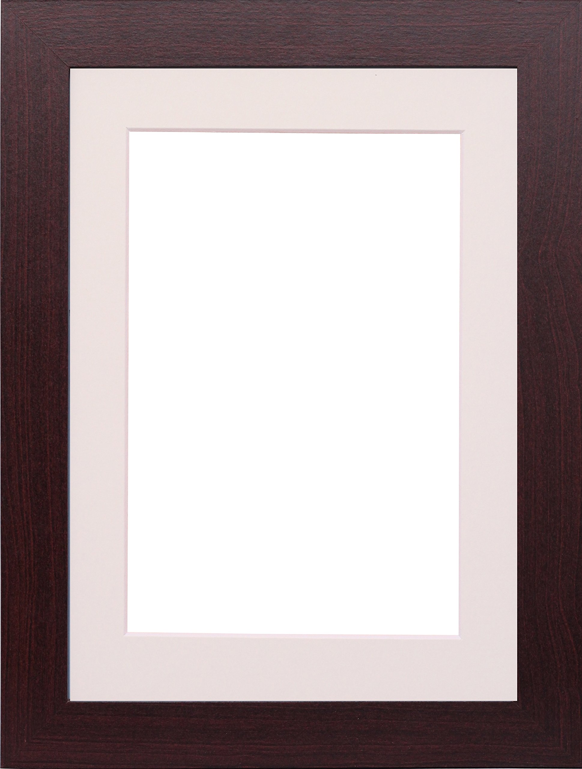 Oak Darkoak Plum Mahogany Flat Wooden Effect Photo Picture Frame Poster Frames With Ivory Mount (16"x12" for Picture Size 12"x8", Mahogany)