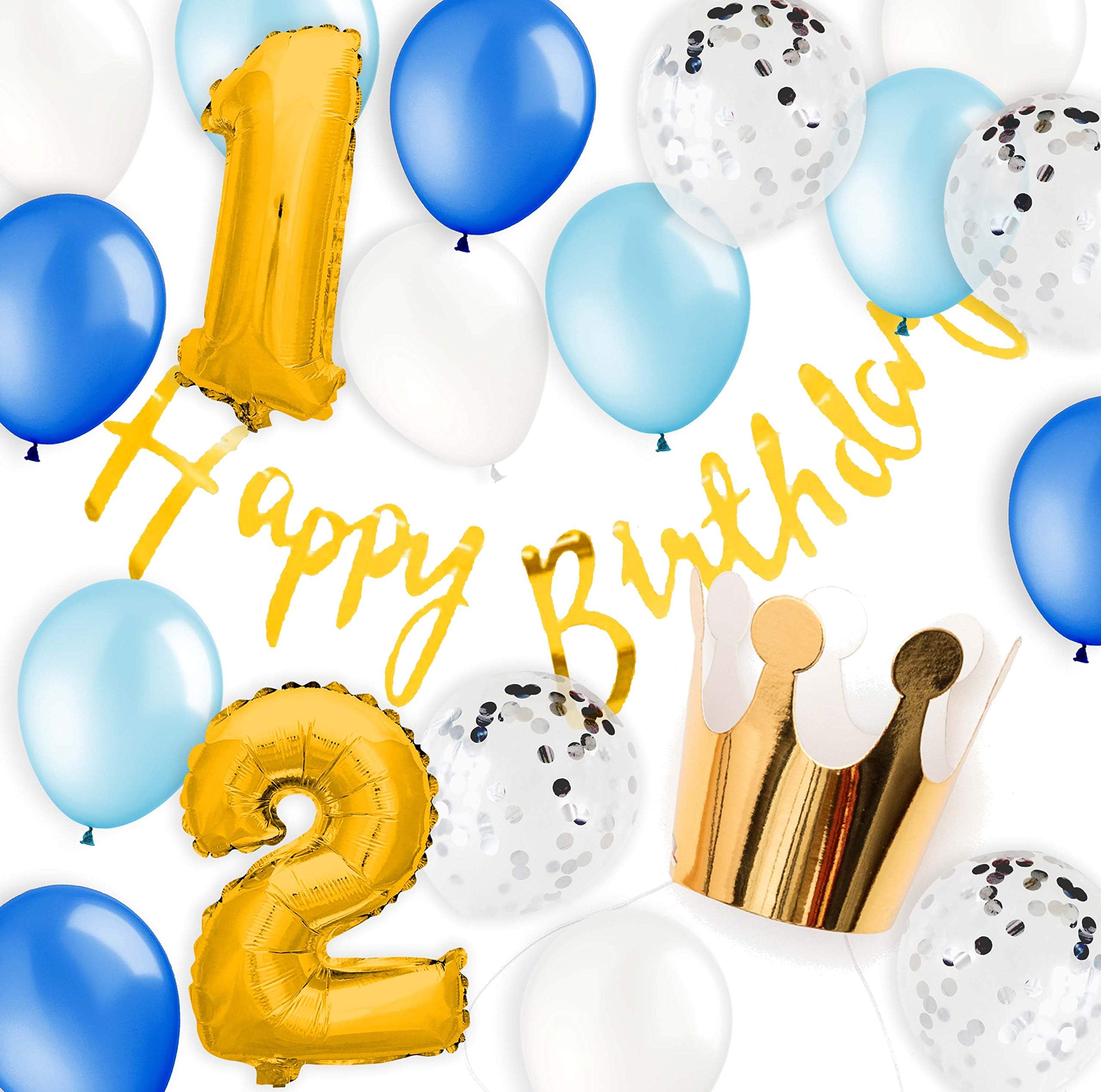 First 1st 2nd Half Baby Girl Boy Birthday Decoration, Balloons, Garland, Bunting, Party Hat, Crown, Gold, Silver, Girl, Boy, Photobooth, Backdrop, Props (Boy 1&2)