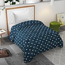 Soft Cotton Duvet Cover for Single Bed | Printed Quilt & Blanket Cover | Razai Cover with Zipper Closure | Soft & Breathable Bedding Cover (90X60) Inches (Blue)