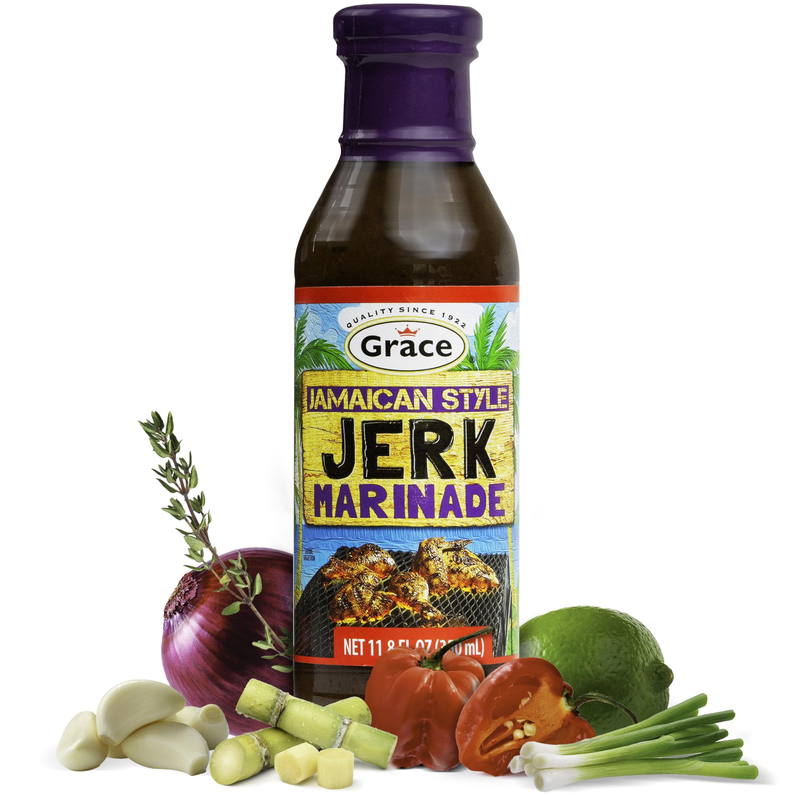 Grace Jamaican Jerk Marinade Sauce 11.8oz - Jamaican Jerk Seasoning Marinade for Jerk Chicken Marinade, Oxtail Seasoning, Fish & Vegetables - Jerk Seasoning Jamaican Style - Caribbean Jerk Sauce
