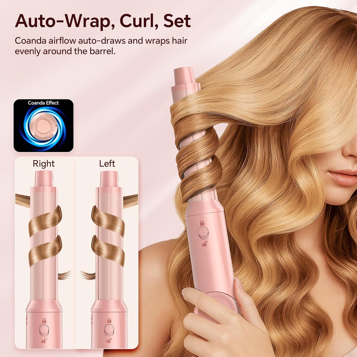 5 in 1 Hot Air Styler Wrap, 110,000 RPM High-Speed Hair Dryer Brush with Negative Ionic, 1300W Fast Drying Blow Dryer & Frizz-Free Styling Curling Volumizing Straightening, Air Styler with Trave Case - Image 4