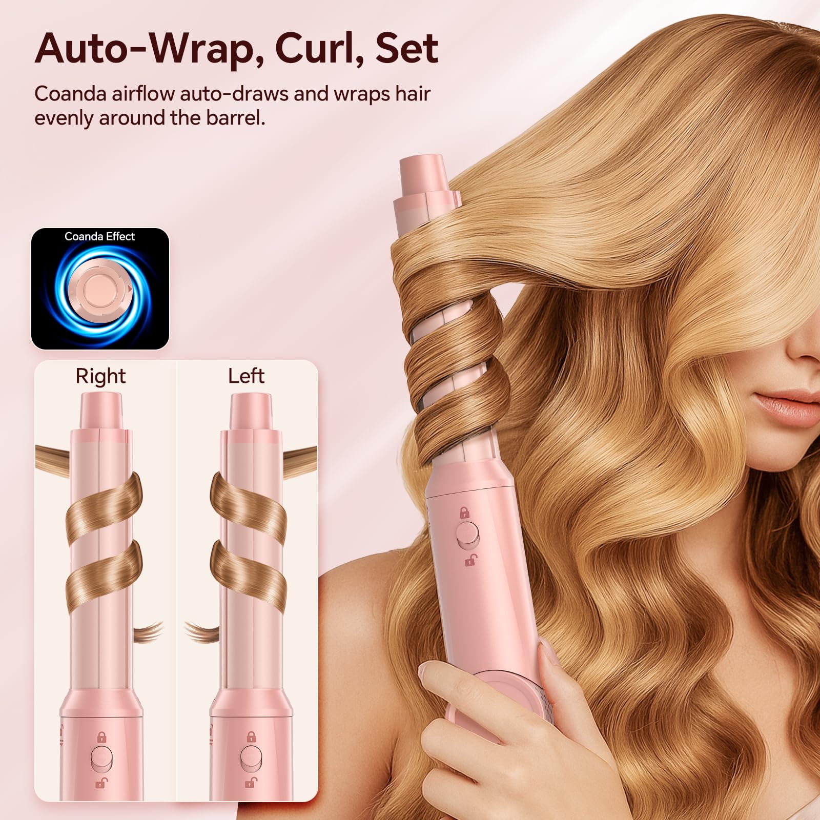 5-in-1 Air Styler Hair Dryer Brush with Auto-Wrap Curlers