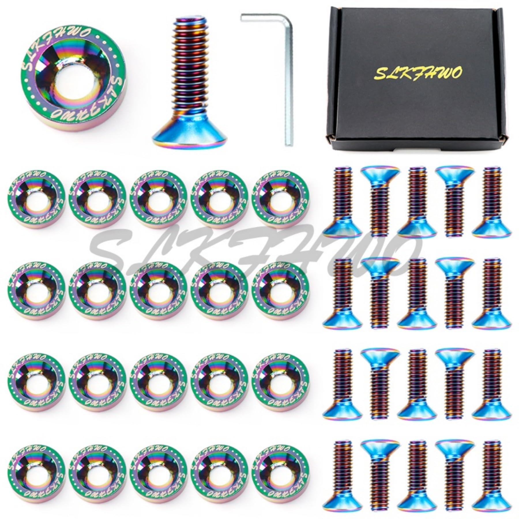 SLKFHWO 6063-T6 Hard Aluminum Alloy Fender Washer 20 Pieces CNC Precision Machining Bumper Engine Compartment JDM Car Accessories Engine Dress up kit