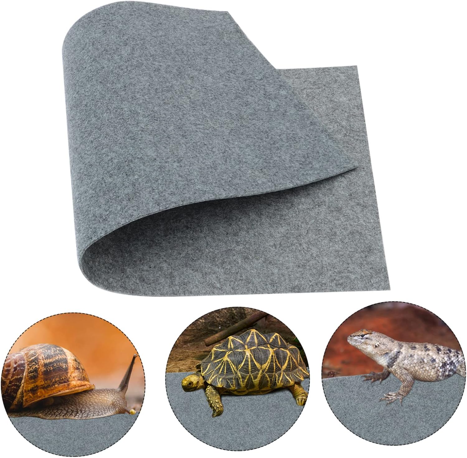 Mikikit Terrarium Liner Mat for Reptiles Absorbent Reptile Carpet Bedding for Turtles Snakes and Lizards Grey and Easy to Pet Cage Mat