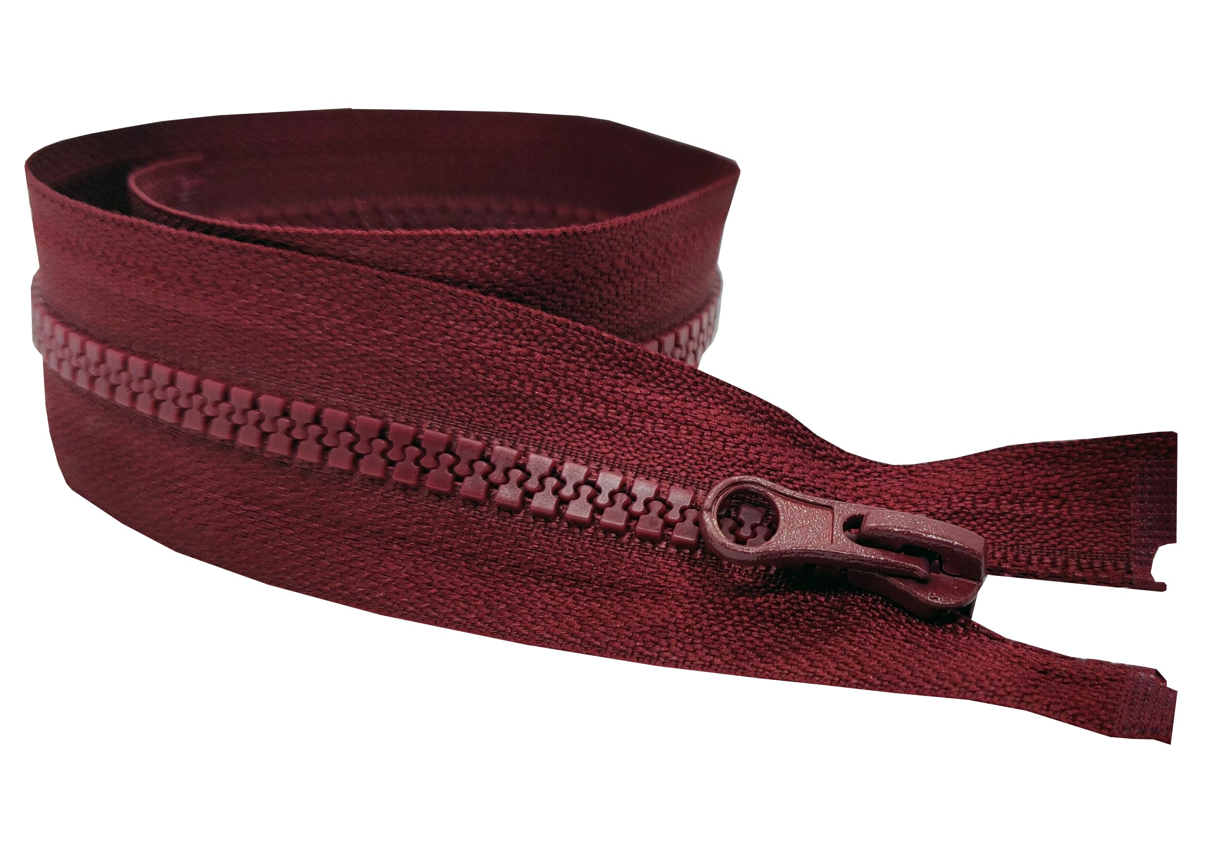 Zips & Bobs Burgundy Open-End Zip Size #5 Single Slider One-Way Puller Resin Fastener Plastic Teeth 1Pc For Fleeces Jackets Coats (35Cm (13.7”) Long)