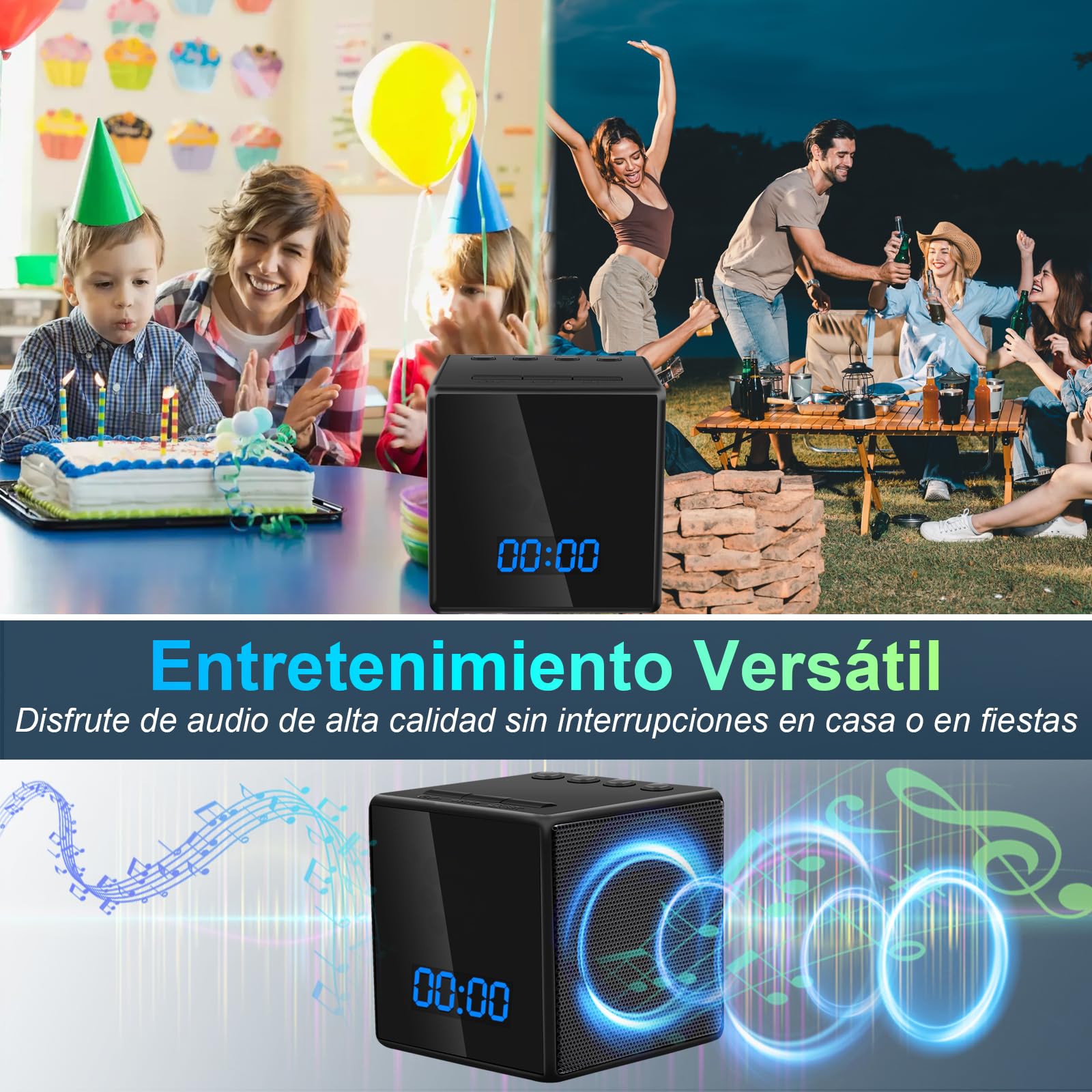 UYIKOO Cámara Espía WiFi 5G, Mini Camara Oculta Inalambricas Despertador, Camara Espia Oculta Altavoz 1080P HD Reloj con Camaras Espias Visión Nocturna Detección De Movimiento Vigilancia Tuya App